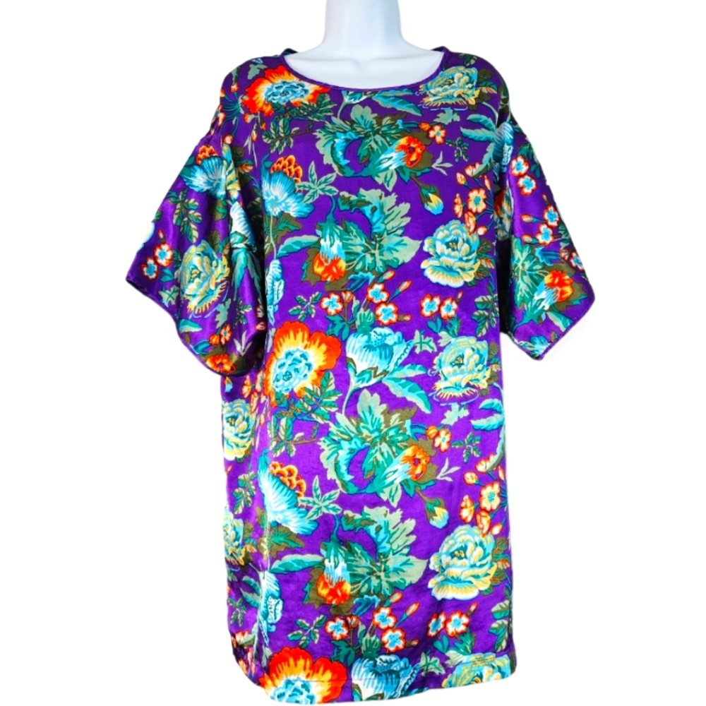 NWOT Victoria Secret purple & blue floral nightgown night shirt Womens M…